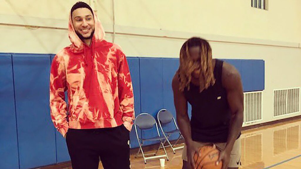 nicnat090119.jpg Australian Philadelphia 76ers star Ben Simmons and Nic Naitanui. Picture: @NicNat Twitter - AFL,West Coast Eagles,Nic Naitanui